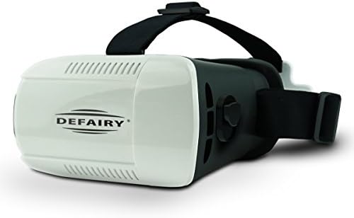 DEFAIRY Plastic Big FOV VR Headset Virtual Reality Headset VR Helmet Google Cardboard 2 for Video Games for iPhone 6 Plus Samsung Galaxy Note 4 LG G3 HTC Moto with Magent, Black/White