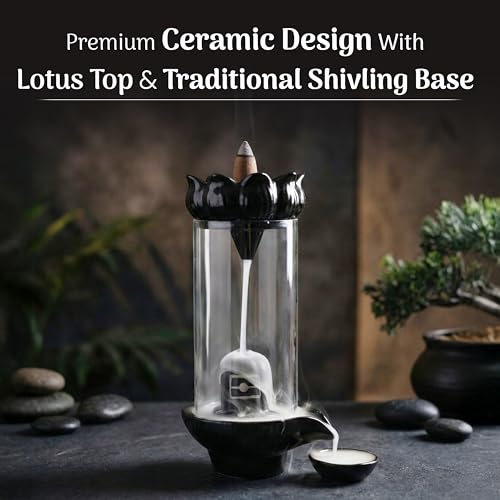 Image of Cycle Pure Navin Shivling Abhishekam Backflow Incense Burner with 20 Premium Cones - Spiritual Smoke Waterfall Decor