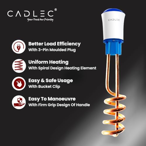 Image of Cadlec UltraHeat 1500W Shockproof RapidHeat Technology Electric Copper Water Heater Immersion Rod With Waterproof & Protection | Instant Heating | ISI Certified 2 Year Warranty