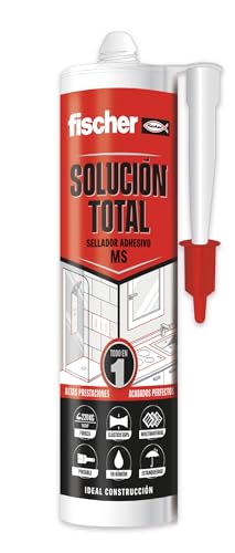 fischer - Solución Total Cristal 290ml | Flexible y de Baja Merma | Adherencia Duradera en Múltiples Materiales | Uso en Construcción e Industria | Transparente, Resistente a Humedad y Pintable