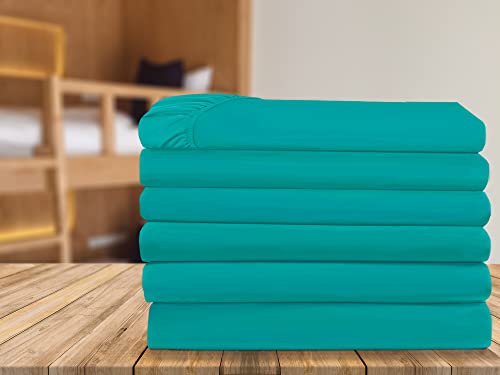 Elegant Comfort 6-Pack Fitted Bottom Sheets 1500 Thread Count Premium Hotel Quality, Deep Pocket, Wrinkle-Free, Stain and Fade Resistant, 6PACK Fitted Sheet, Full, Turquoise