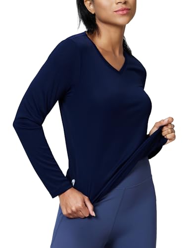 Image of MIER Womens Long Sleeve Sun Shirt UPF 50+ Quick Dry V-Neck Workout Tops