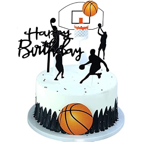Basketball Theme Cake Topper, Basketball Cake Toppers for Boys Basketball Cake Decorations, Basketball Party Decorations Cupcake Toppers for Kids Men Sports Cover