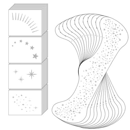 NXPUXP 24 Purpurina Pecas para o rosto autocolantes, tatuagens temporárias para rosto, autocolantes rosto brilhantes festival, para eventos festivos e festas (prata)