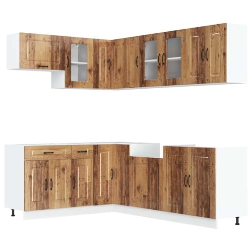 vidaXL Kalmar Kitchen Furniture Set 11 Pieces Old Wood in Particleboard