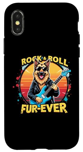 Hülle für iPhone X/XS Rock & Roll Deutscher Schäferhund Musikliebhaber