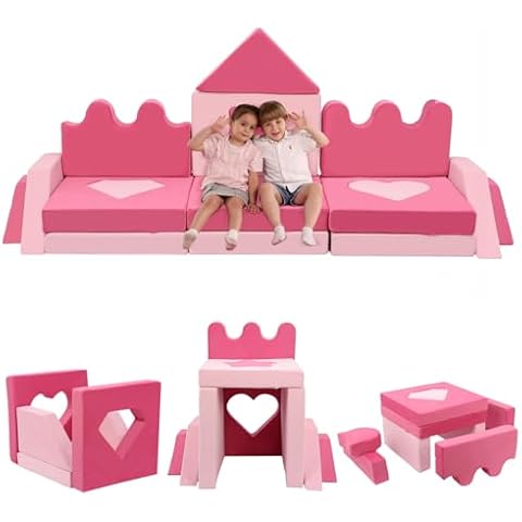Erament 20Pcs Modular Kids Play Couch - Kids Couch for Playroom Bedroom Living Rooms 800+DIY Creativing Couch for Inspiring Child Versatile, Large Modular Couch Children Convertible Sofa Foam Couch Cover