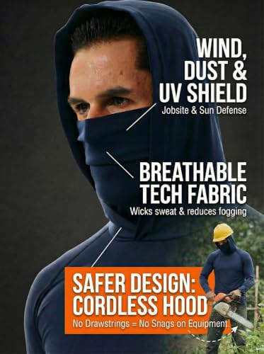 Image of 3-Pack Men's Sun Hoodie with Mask - Quick Dry Compression Fishing Shirts Long Sleeve Outdoor Work Tactical Hiking Gear
