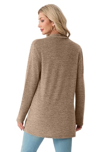 QIXING Spring Womens Cardigans Lightweight Plus Size Cardigans Loose Long with Pockets Casual Fashion — view 4