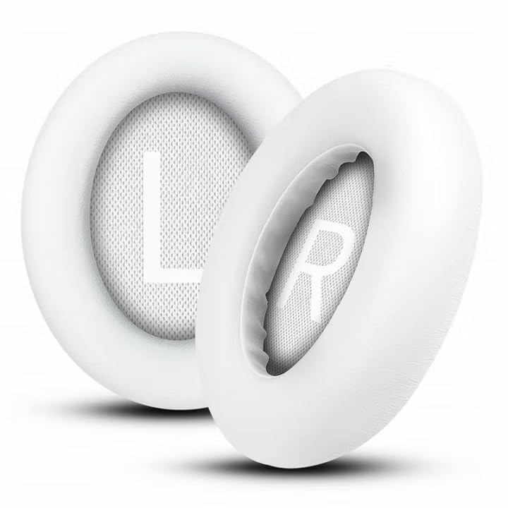 Premium Protein Leather Replacement Earpads for Bose NC700 - Soft Memory Foam Ear Cushions with Cleaning Cloth & Installation Video (Compatible with Bose Noise Cancelling Headphones 700 (White)