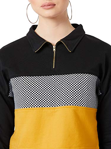 Image of Miss Chase Women's Multicolor Colorblock Crop Sweatshirt