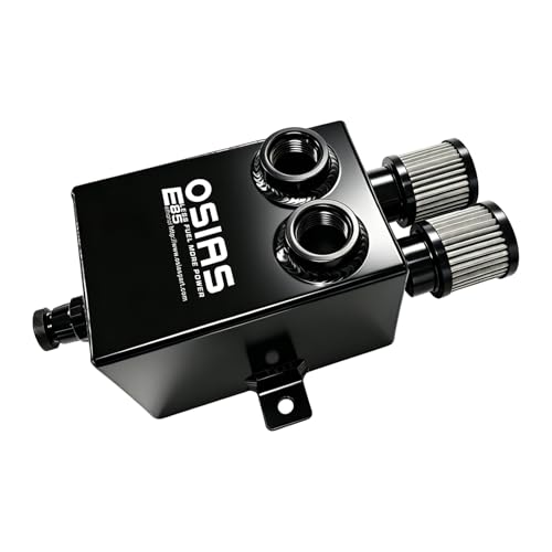 OSIAS 2L 2X 12AN Oil Breather Catch Can Tank 2 Port Dual Stainless Steel Breather Filter Kit