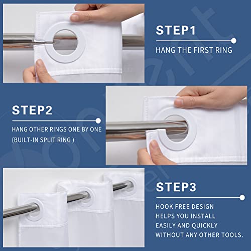 Konzent Hotel Fabric Shower Curtain Shower Curtain Machine Washable With Snap In Removable Liner For Bathroom Bathtubs Spa(White,71" (W) X 74" (H)) #TOP1