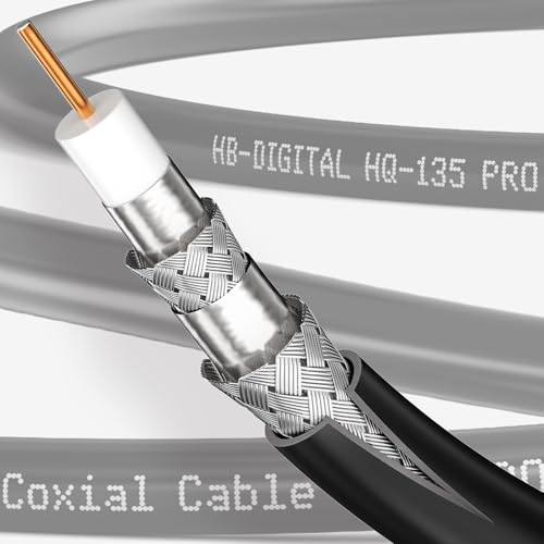 HB-DIGITAL 50m Câble Coaxial HQ-135 Câble d'Antenne 135dB Câble SAT 8K 4K UHD 4 Fois Blindé Pour les Systèmes DVB-S / S2 DVB-C / C2 DVB-T / T2 DAB+ Radio BK + 10 F-Plug GRATUIT – vue 2