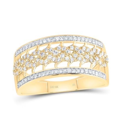 Jewels By Lux 10Kt Yellow Gold 3/8 Ctw Natural Diamond Mens Ring, Mens Size: 8-12