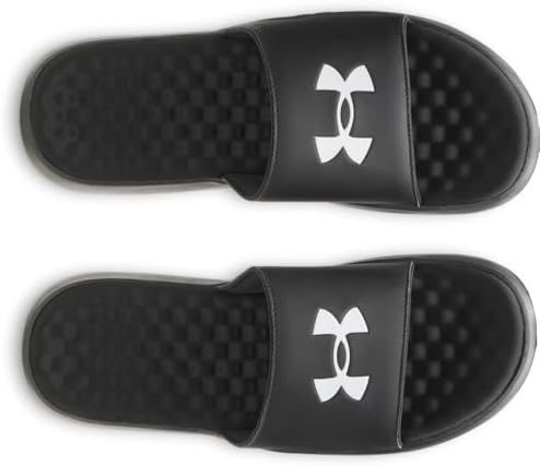 Under Armour Men's Ignite Pro 8 Fixed Band Slides, (004) Black/Black/White, 12, US - 3