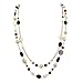BOCAR 14K Gold Plated Link Chain 2 Layer Crystal Wood Acrylic Colorful Women Party Long Necklace Gift (10084-black)