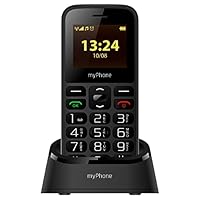 MP myPhone Halo A+ Mobiltelefon Senioren-Handy mit Ladestation ohne Vertrag das Telefon für Oma und Opa, Kamera, Farbdisplay 1,77", Akku 800mAh, große Tasten, SOS-Taste, Radio, Dual-SIM,Schwarz