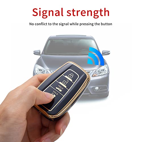 Saimui For Toyota Key Fob Cover With Keychain Soft Tpu 360 Degree Protection Key Case Compatible With 2018-2021 Camry Rav4 Highlander Avalon C-Hr Prius Corolla Gt86 Smart Key，Black #TOP4