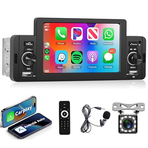 Radio de Coche 1 DIN con Carplay y Android Auto