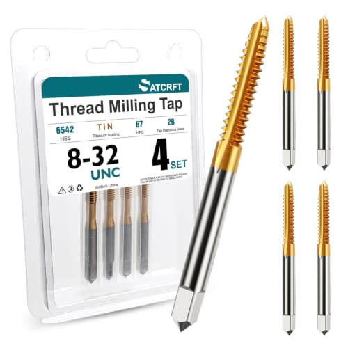 4 Pcs 8-32 UNC Thread Tap Set, M2 HSS Right Hand Thread Milling Tap by Satcrft - Used condition - US$10.97