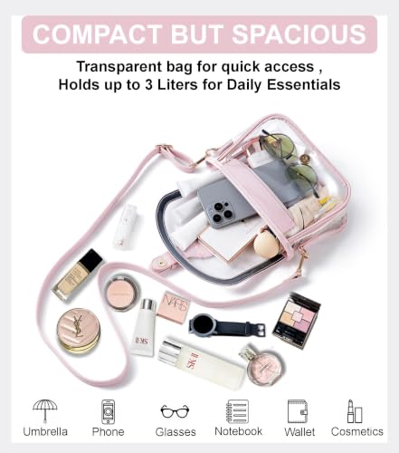 Image of Clear Bag for Stadium Events, Stadium Approved Clear Crossbody Bag for women,Waterproof Saddle bag for Concert