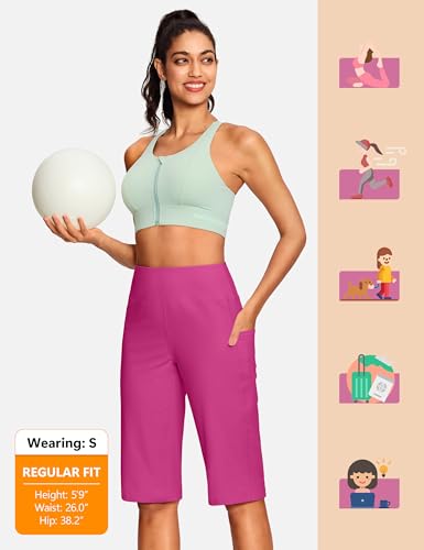 Image of ISEEGZ 15 inch / 18 inch / 21 inch / 25 inch Capri Pants for Women High Waist with Pockets Women's Capris Workout Yoga Pants Loose Straight Leg