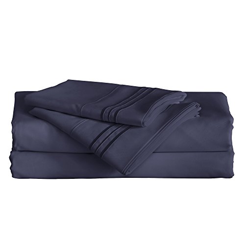 Furinno Angeland Vienne 4-Piece Microfiber Bed Sheet and Pillowcase Set, Queen, Navy Blue Furinno Angeland Vienne 4-Piece Microfiber Bed Sheet and Pillowcase Set, Queen, Navy Blue