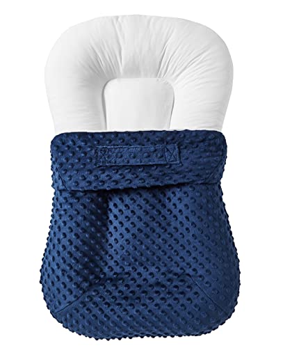 Image of Removable Slipcover for Newborn Lounger, Super Soft Premium Plush Dot Baby Lounger Cover Fit for 29 x 17 x 4 inches Infant Padded Lounger, Ultra Comfortable, Safe for Babies Small Size (Estate Blue)