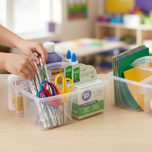 Boîtes de rangement à 3 compartiments pour éviter le désordre des crayons en classe - 5