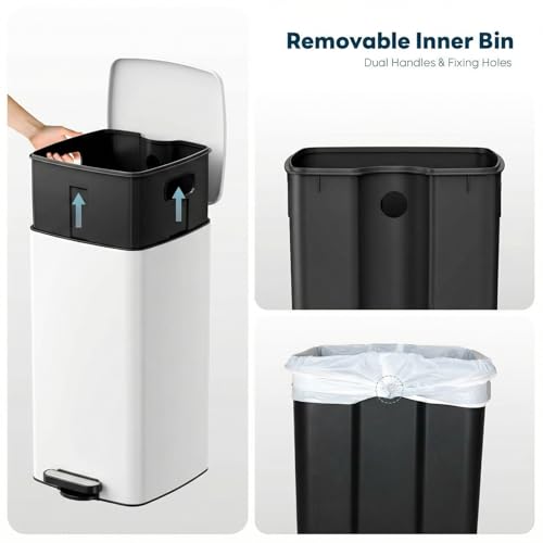 Caneca de basura cuadrada 8 gal acero inoxidable miniatura 3