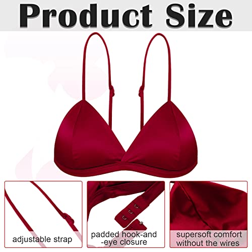 4 Pack Women's Silk Satin Triangle Bralette Silk Triangle Bra With Adjustable Strap Soft Cup Wireless Bra Satin Smooth Wireless Bra Crop Top For Women Girls Teens #TOP1