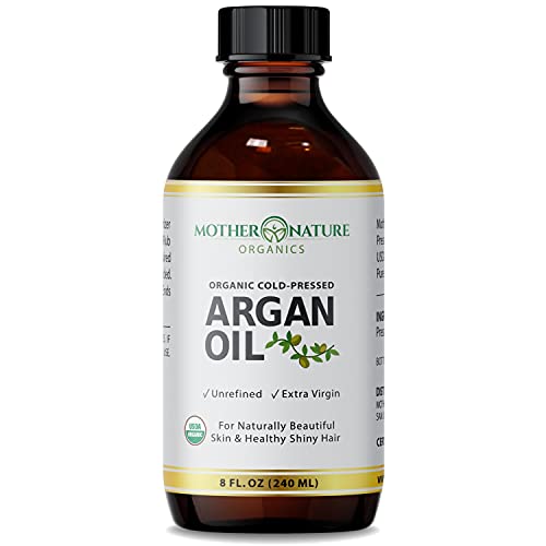 Argan Oil - 100% Pure Argan Oil for Hair, Face, Skin & Nails (8oz) - USDA Certified Organic Argan Oil of Morocco, Cold Pressed, Vegan, Non-GMO, Unfiltered & Natural Anti-Aging Moisturizer