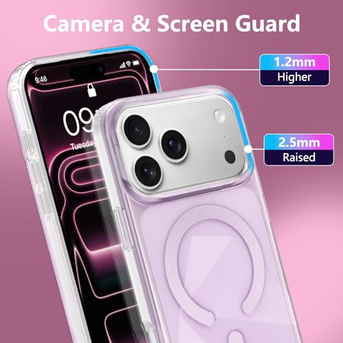 Image of Magnetic Case for iPhone 17 Pro Max [Compatible with Magsafe] [Anti-Yellowing] [1 Screen Protector] Shockproof Slim Iridescent Sparkly Case for iPhone 17 Pro Max 6.9 inch 2025, Pink