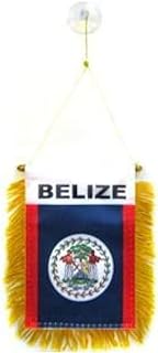 Belize mini Banner 6'' x 4'' - Belizean PENNANT 15 x 10 cm - mini Banners 4x6 inch suction cup hanger - AZ FLAG