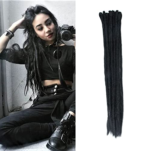 Dsoar Dreadlocks Extension Zöpfe Haarverlängerung Synthetik Braiding Haar 12 Stränge 20 Inch Synthetische Dreadlocks für Männer/Damen Volle Hippie Haarverlängerungen Cover