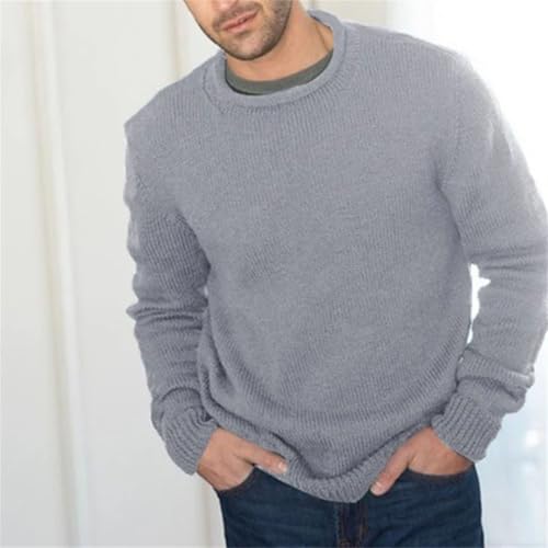 Mens Knitted Sweater Long Sleeve Crew Neck Slim Fit Solid Color Pullover Jumper3