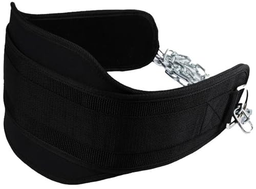 French Fitness EVA Nylon Weightlifting Belt – Durable EVA & Nylon Construction, Adjustable Steel Chain, Padded Back Support for Comfort & Performance in Weightlifting, Chin-Ups, and Dips