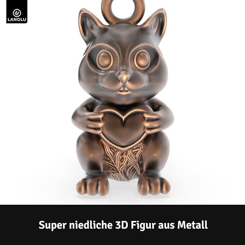 LANOLU Schlüsselanhänger Eichhörnchen Nussknacker, Glücksbringer Schlüsselanhänger Partner und für beste Freundin, Paar Geschenk Freund aus Metall