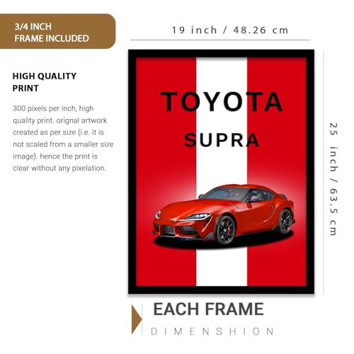 Image of HOTHOUSE Big Ferrari 296, Porsche 911, Toyota Cars Framed Posters Gift Items for Boys Room Wall Decoration Bedroom Living Room Office Studio Decor | Set Of 3 Size (19 X 25 inch)