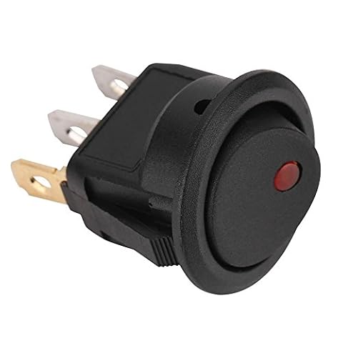Keenso Przełącznik kołyskowy, 12 V Przycisk włączania/wyłączania ze wskaźnikiem LED Przełącznik On/Off Okrągły przełącznik LED 12 V okrągły do samochodu ciężarówki do przełącznika SPST Czerwone