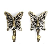 NC 4Pcs Vintage Antique Brass Butterfly Shaped Wall Hooks Butterfly Wall Hook Hanger Coat Towel Hangers Vintage Hook for Coat Robe Towel Oil Rubbed Bronze