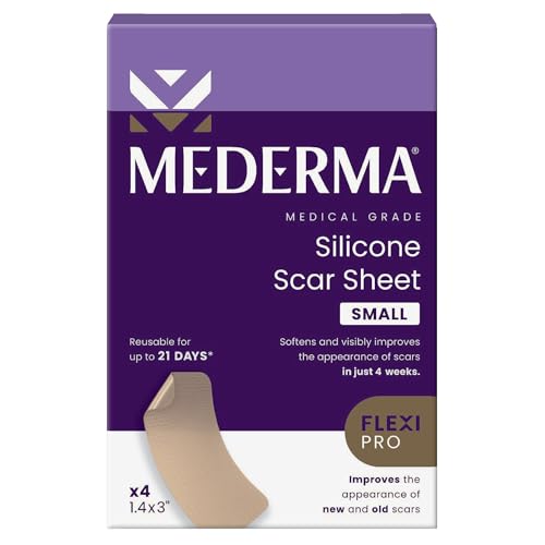 Mederma Scar Cream Plus SPF 30 Sunscreen, 0.7oz and Silicone Scar Sheets, Improves Old and New Scars, 4 Count