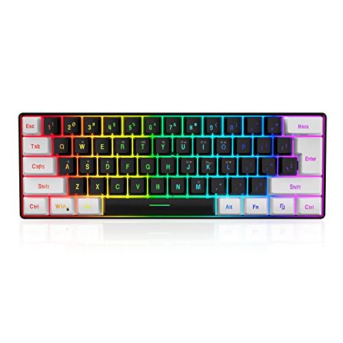 oueyfer V700WB Mini Clavier Jeu USB Rvb 61 Touches Clavier Portable Filaire pour Ordinateur Sensation Touches Flottantes