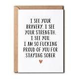 NTVShop Funny Sober Card - Proud Of You For Staying Sober Card - Sobriety Gift For Women Men - Simple Card For Him Her