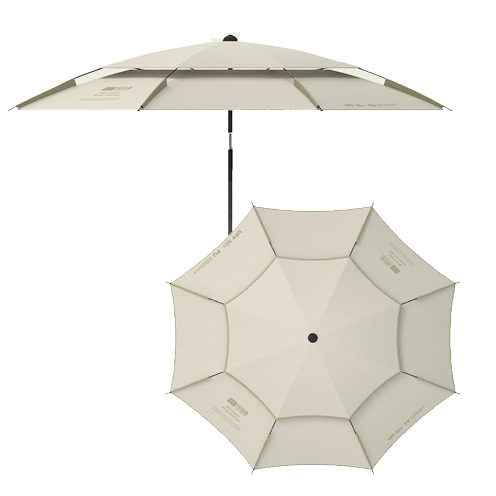 2.2m 2.4m 2.6m Parapluie De Pêche Anti Vent Parasol De Plage avec Ancre De Sable, Inclinable Réglable Grand Parasol De Pêche(Beige,2.2m)