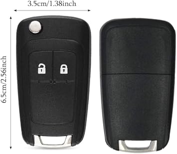 2-Button Car Key Cover Replacement - Key Fob Cover Compatible with Opel, Vauxhall, Insignia, Astra, Meriva, Zafira, Mokka, Adam, Corsa, Buick, Chevrolet - Includes Car Key Shell (1 Set)