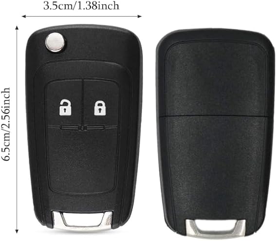 2-Button Car Key Cover Replacement - Key Fob Cover Compatible with Opel, Vauxhall, Insignia, Astra, Meriva, Zafira, Mokka, Adam, Corsa, Buick, Chevrolet - Includes Car Key Shell (1 Set)