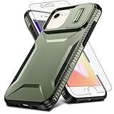 Asuwish Phone Case for iPhone 6/6s/7/8/SE 2020 2022 with Screen Protector and Slide Camera Cover Rugged Hybrid Shockproof Cell i Six Seven 6a i6 i7 i8 7s 8s SE2020 SE2 2 SE2022 SE3 3 Men Army Green