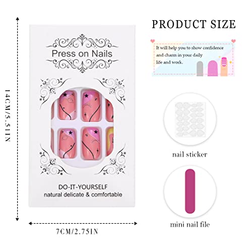 Vatocu Unghie finte quadrate corte rosa arcobaleno...